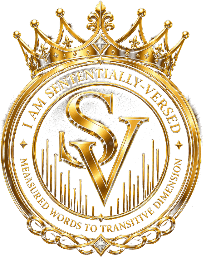 I Am Sententially-Versed crest — crowned SV monogram